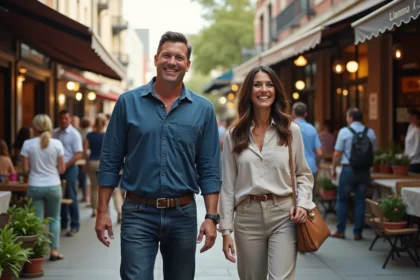 Chip et Joanna Gaines dans un marché urbain animé