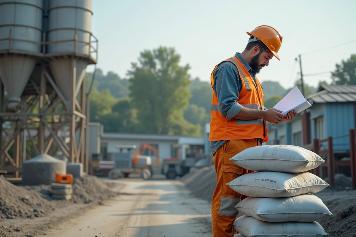 Gestionnaire de centrale à béton vérifiant des papiers