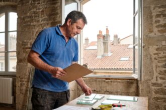 Photo hyperrealiste d’un vitrier dans un appartement lyonnais