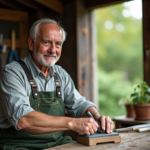 Homme d'âge moyen taillant des secateurs dans le jardin