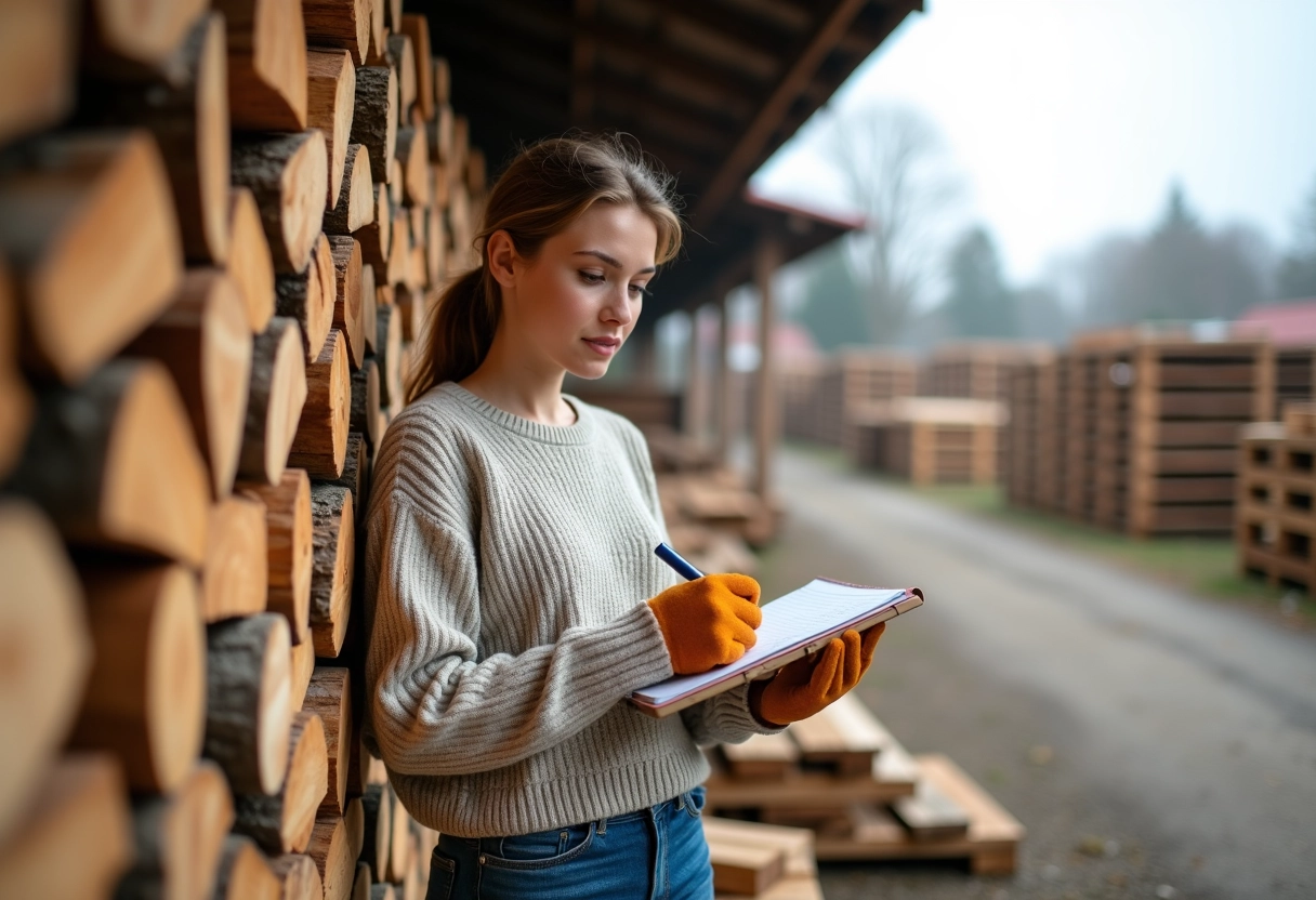 Jeune femme notant des mesures près d