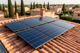 Kit solaire autoconsommation 3000W installé sur un toit de maison individuelle avec panneaux monocristallins en France