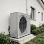 Pompe à chaleur air-eau Atlantic installée en extérieur sur une maison de 100 m2