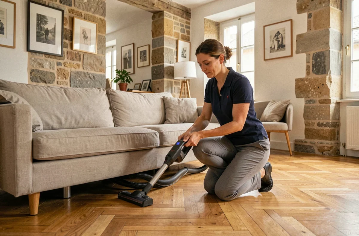 Service de ménage à domicile dans un appartement ancien de Rennes avec aspirateur sans fil